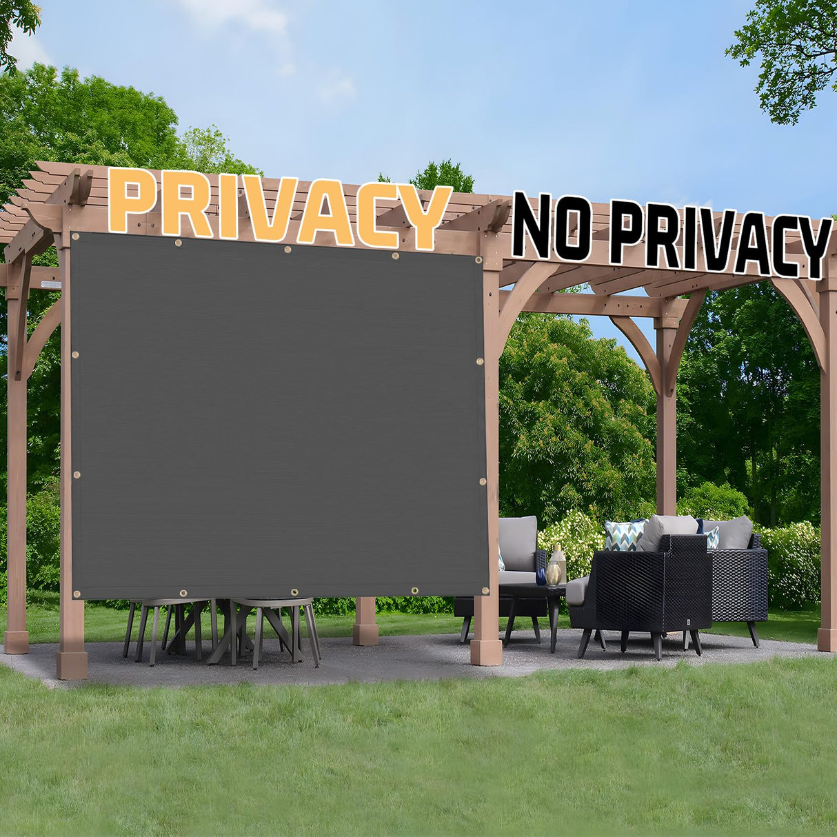 SUNNY GUARD Shade Cloth 12x20 FT Sun Shade Screen Fabric HC-036 Shade Cover Tarp with Grommets for Pergola Backyard Garden, Dark Grey SUNNY GUARD