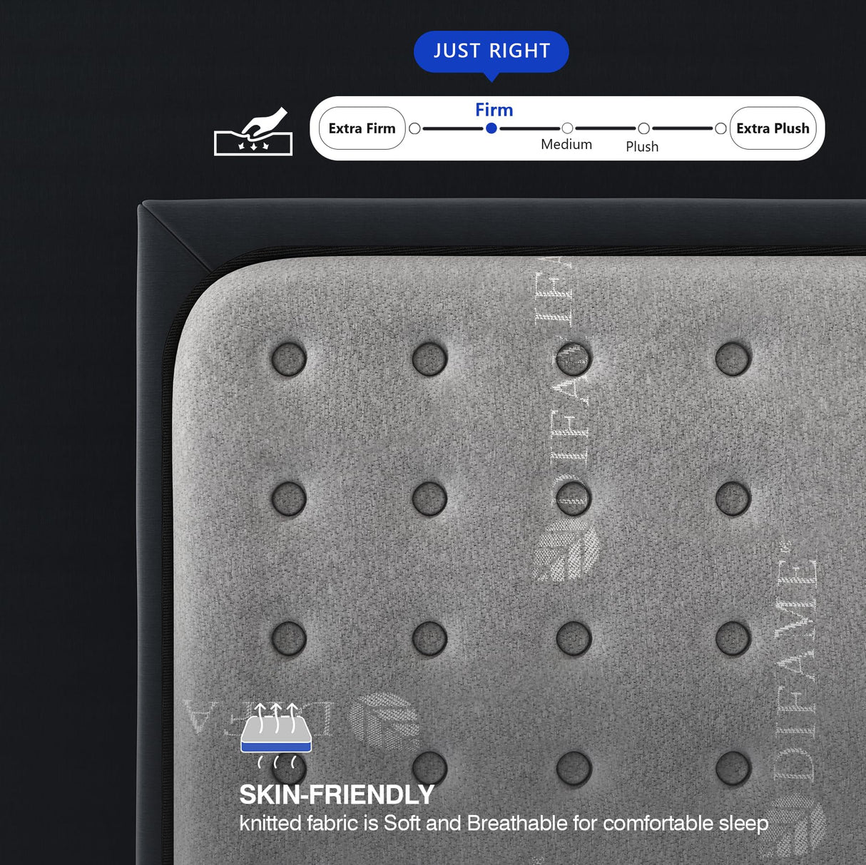 DIFAME 16 Inch King Size Mattress, Firm Hybrid Mattress King in a Box with Gel Memory Foam, Individually Pocket Spring, Breathable & Cooling Fabric, Pressure & Back Pain Relief, Upgrade Edge Support DIFAME