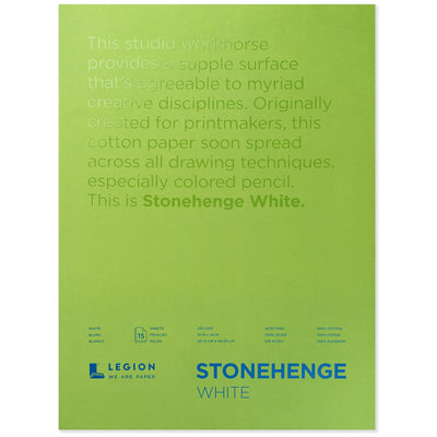 Legion Stonehenge Pad, Cotton Deckle Edge Paper, 18 X 24 inches, White, 15 Sheets