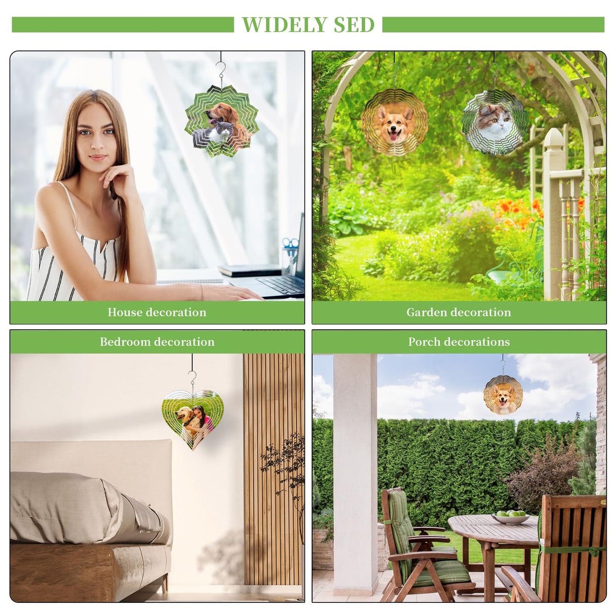 Encooldesty 2 pcs 8 inch Sublimation Wind Spinner Blank,Hanging Wind Spinners Sublimation Blanks,Aluminum Metal Wind Sculptures,Indoor Outdoor Garden Decoration Encooldesty