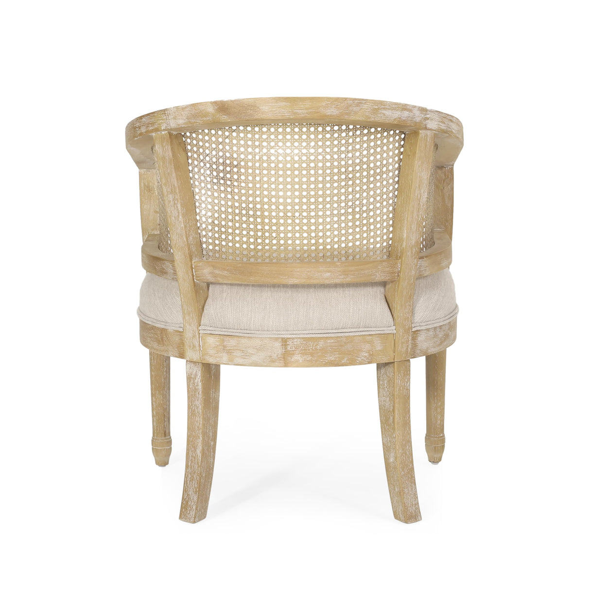 NoeBanJe Mid Century Accent Chair, Armchair with Curved Backrest and Upholstered, Reading Chair with Vintage Rattan Hollow Out, for Living Rooms, Bedrooms, Farmhouses, Balconies (Beige) NoeBanJe
