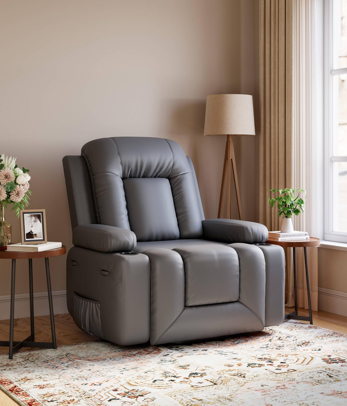 GarveeHome Power Lift Recliner Chair - Heat and Massage, Adjustable Back and Legs, PU Leather Electric Lift Chair Designed for The Elderly and People with Mobility impaired GarveeHome