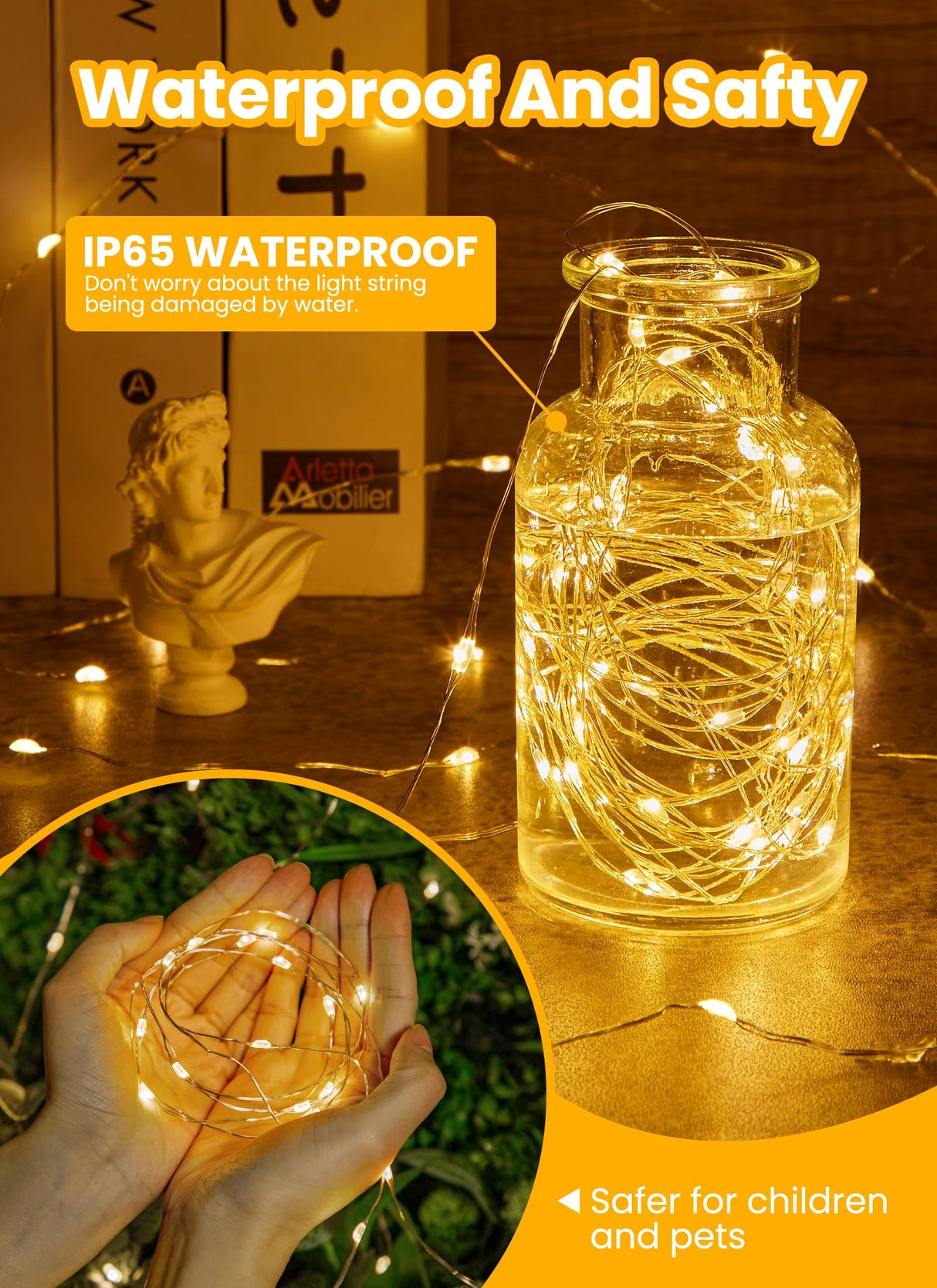 Minetom Fairy Lights with Remote, 66 Feet 200 Led Firefly String Lights Plug in for Bedroom Home Wall Ceiling Christmas Tree Wreath Craft Wedding Party Indoor Outdoor Decoration, Warm White Minetom