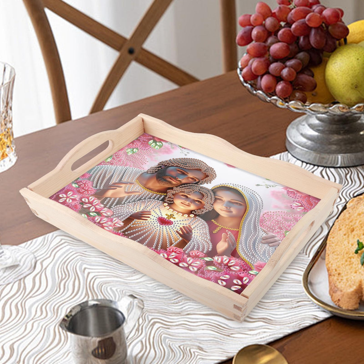 JZHYOAN Diamond Painting Trays for Adult, DIY Special Platter Creative Design, Food Large Art Serving Platter for Party Holiday Diamond Painting Table for Living Room Dining Woman Man Family JZHYOAN