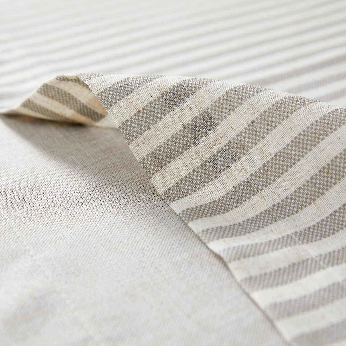 jinchan Linen Valance Curtain Striped Valance for Windows 18 Inch Blackout Kitchen Curtain Farmhouse Double Layer for Living Room Ticking Rod Pocket 1 Panel Taupe Grey on Linen jinchan