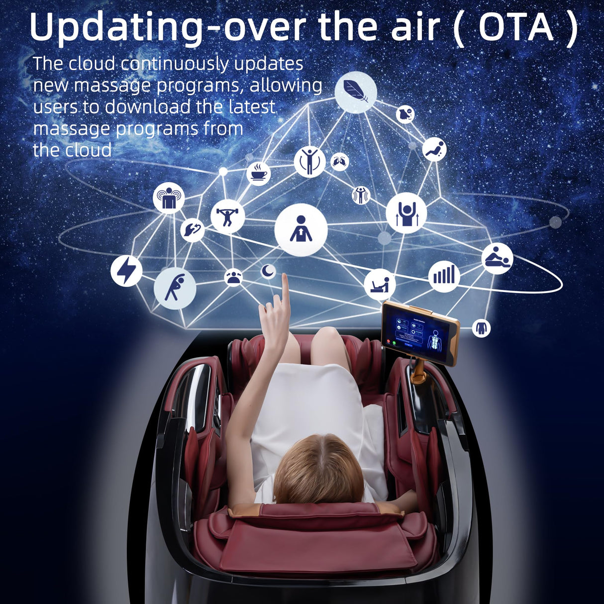 Alfine A860 Full Body 4D Massage Chair - Intelligent Health Detection, Dual-Core System, Zero Gravity Recline, Premium Leather, Customizable Programs, Smartphone Control (Black) Alfine