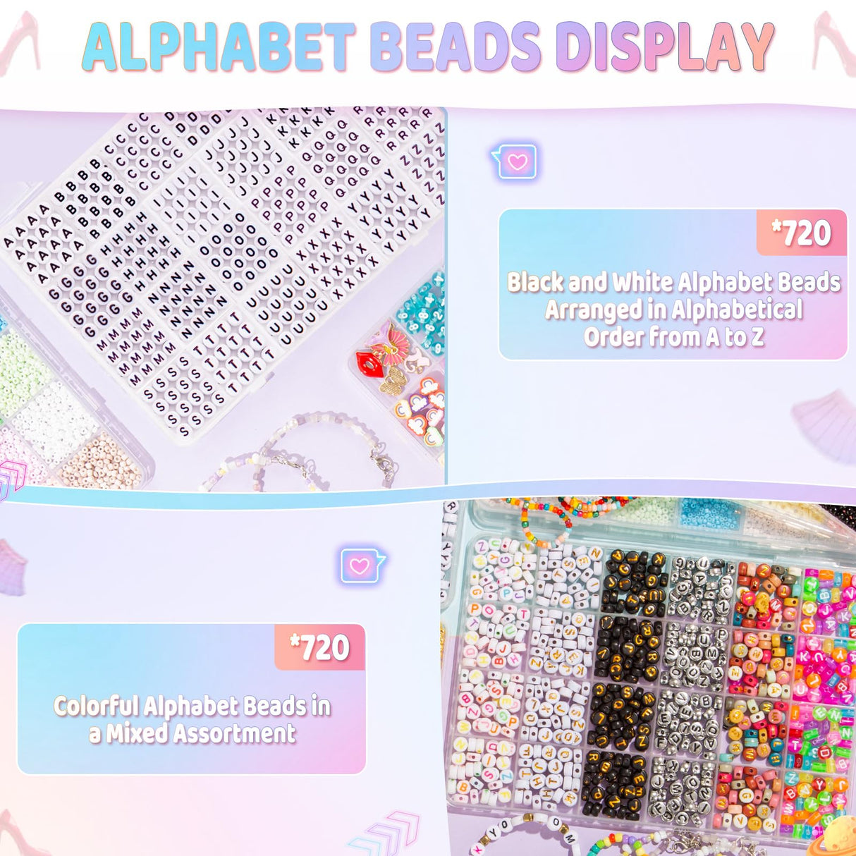 Goldwise Friendship Bracelet Kit for Girls, 16000 pcs with Seed Beads (2/3/4mm), Clay Beads, 7 Styles Letter Beads (A-Z), Variety of Charms, DIY Jewelry Making Crafts, Kids Toy for Ages 6+ Goldwise