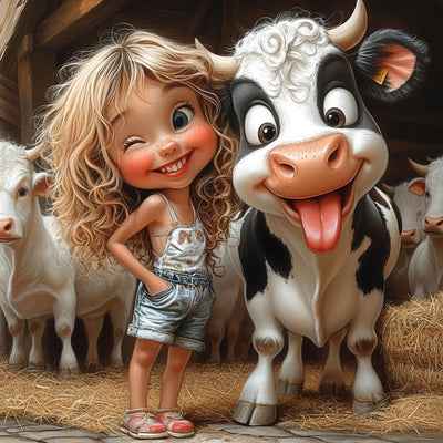 EOBROMD Diamond Art Kits for Adults, DIY Funny Cow Diamond Art Painting Kits for Adults Beginners, 5D Full Drill Diamond Dots with Diamond Gem Art and Crafts for Home Wall Decor 12x12inch