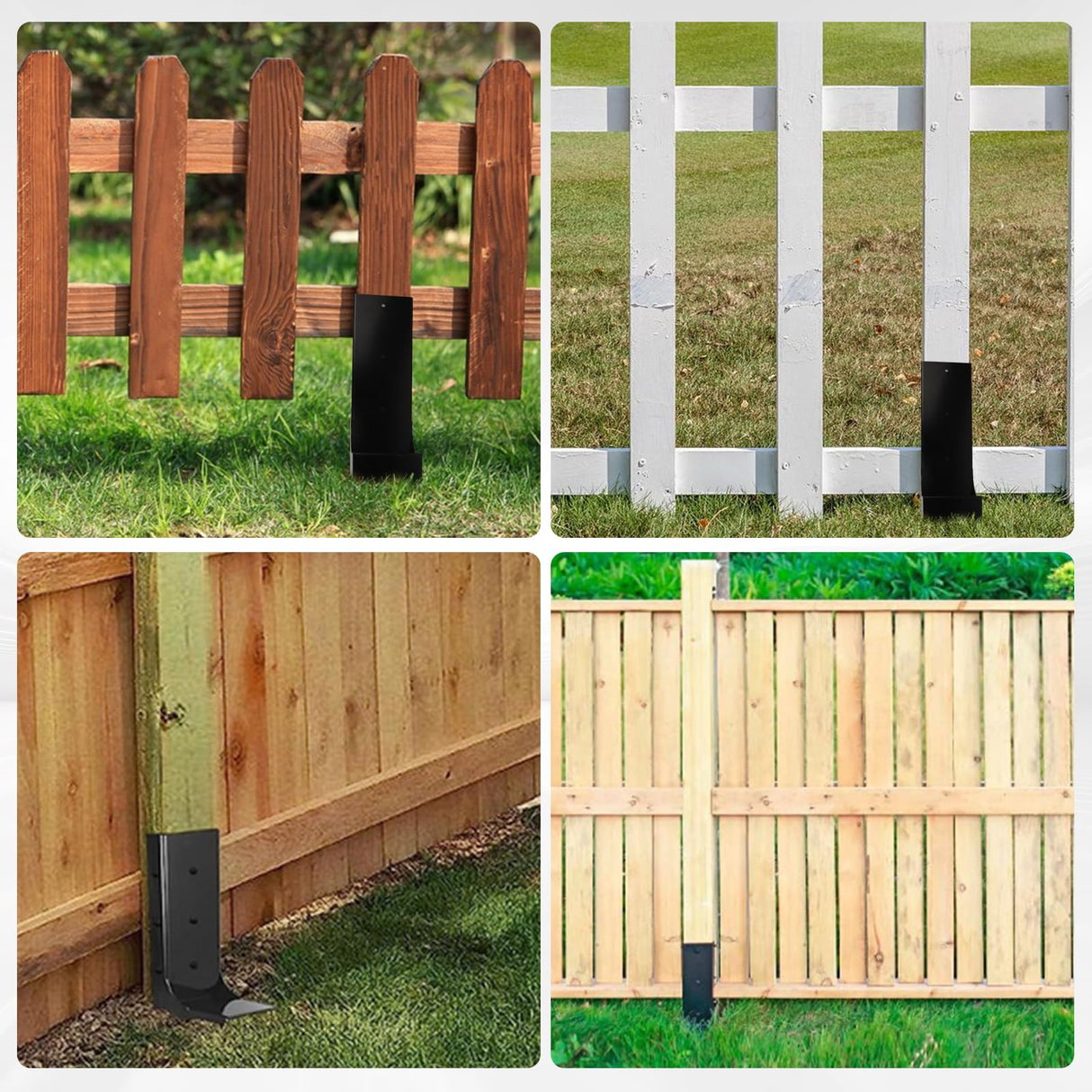 CNQLIS Heavy-Duty Steel Fence Post Repair Kit,Fence Post Anchor Ground Spike for Repairing Broken Wooden Fence Post Repair Stakes,3.6"x3.6" (6 Pack) CNQLIS