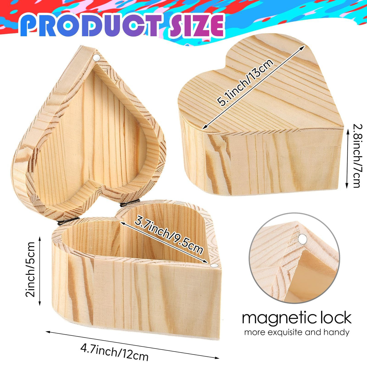 2 Pack Paint Your Own Wooden Jewelry Box DIY Crafts Kits Treasure Box Craft Kit Arts and Crafts for Kids Ages 3-12 Creative Activity Toys Birthday Gifts Valentines Mother's Day Party Favors (Heart) Czlotyh