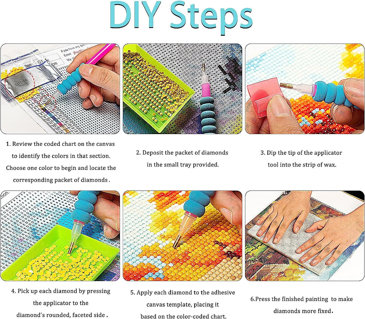 Dlylust Rustic Flower Diamond Art Painting Kits for Adults - Full Drill Diamond Dots Paintings for Beginners, Round 5D Paint with Diamonds Pictures Gem Art Painting Kits DIY Crafts Kits 12x16inch Dlylust