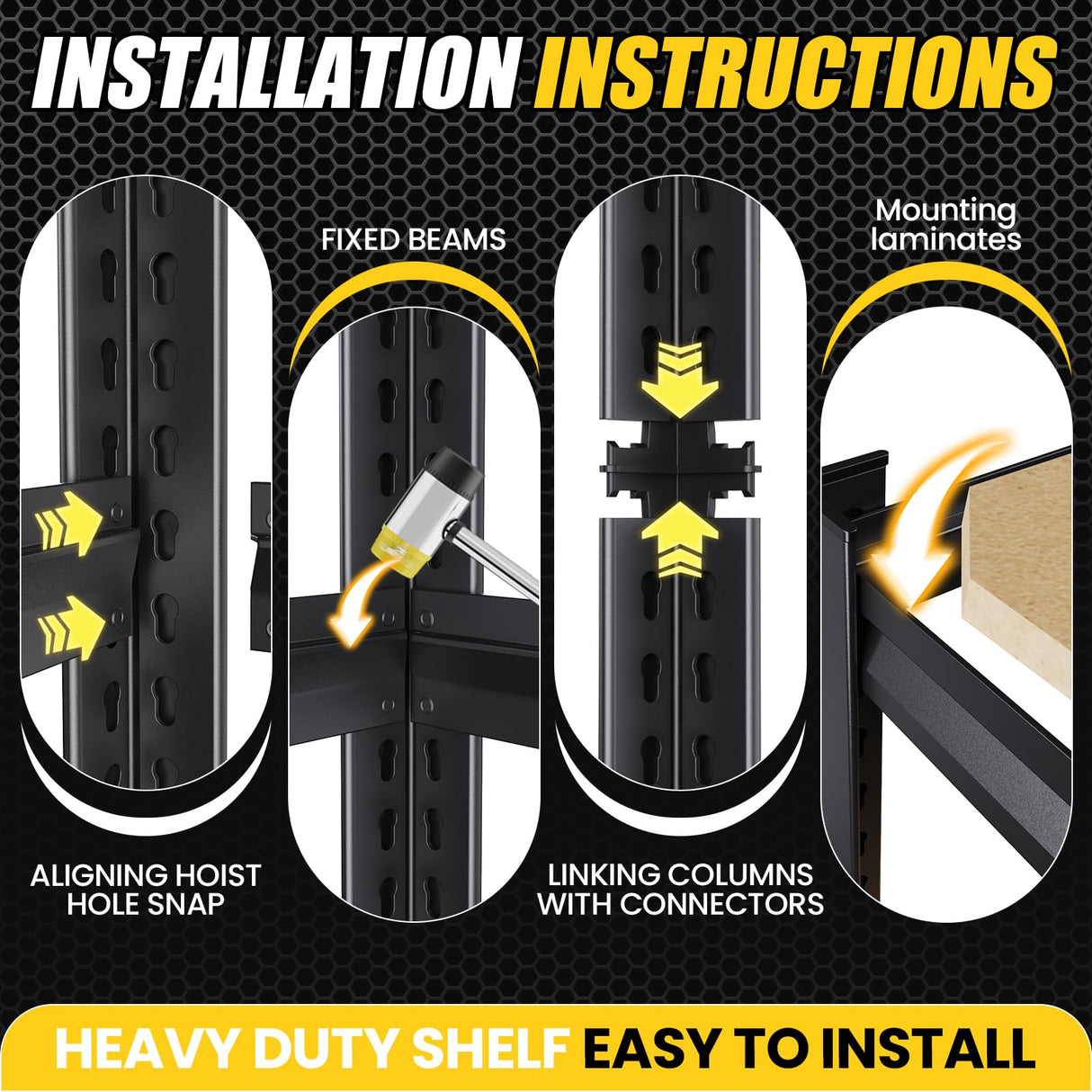 72”H*46”W Garage Shelving Heavy Duty, Adjustable Garage Shelves, 2500LBS Storage Shelves, 5-Tier Metal Shelving Units, Easy Assembly Wood Shelves, Utility Storage Rack Shelf for Warehouse, Pantry CVGFDR