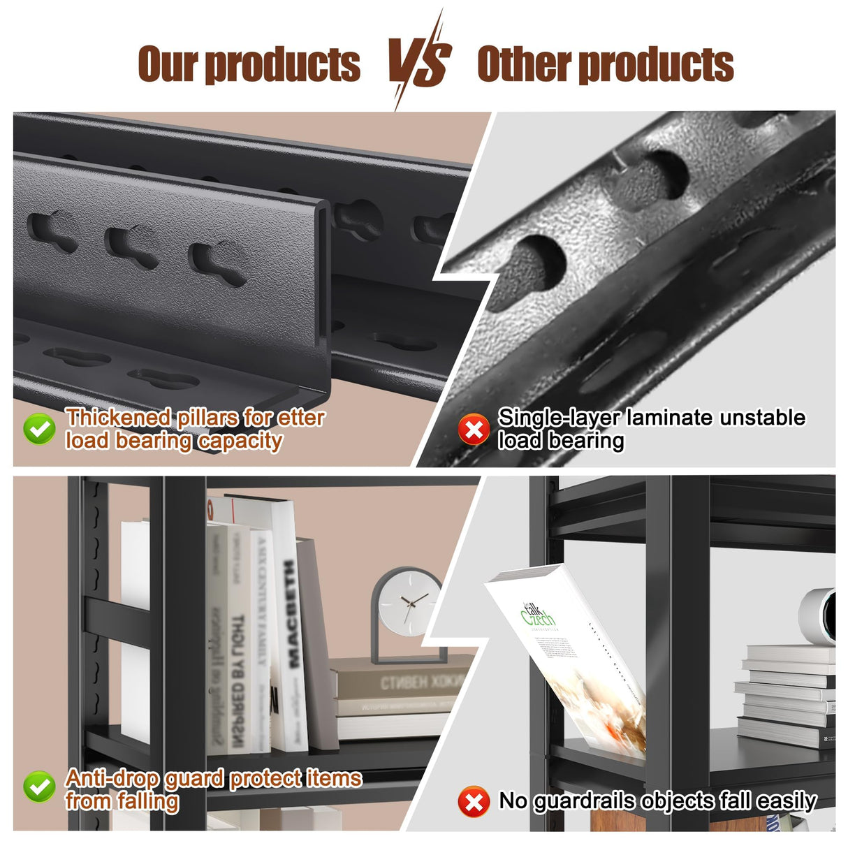 Hymnxemo 5-Tier Metal Bookshelf, Adjustable Industrial Bookcase, 72" Tall Storage Shelf for Books, CDs, Movies – Free Standing, for Office, Living Room, Bedroom Hymnxemo