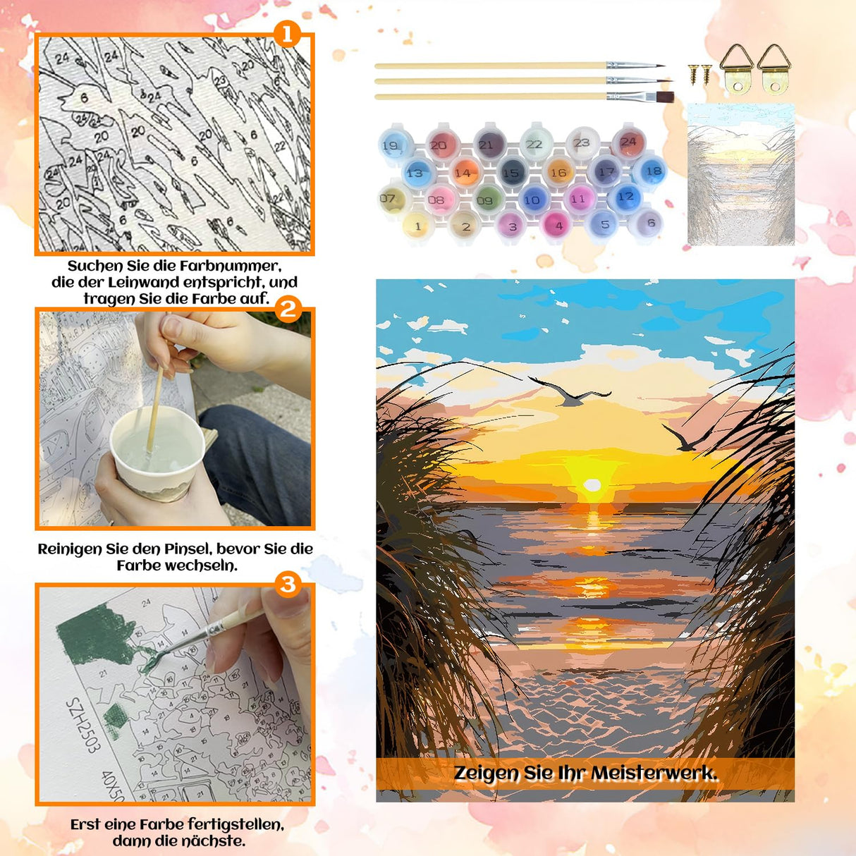 NPCSWXQ Paint by Numbers Kit for Adults Beginners, Beach Sunset Oil Acrylic Painting Crafts Number Artist Paint Kit for Home Wall Bedroom Study or Office Decor Gift 16x20Inch NPCSWXQ