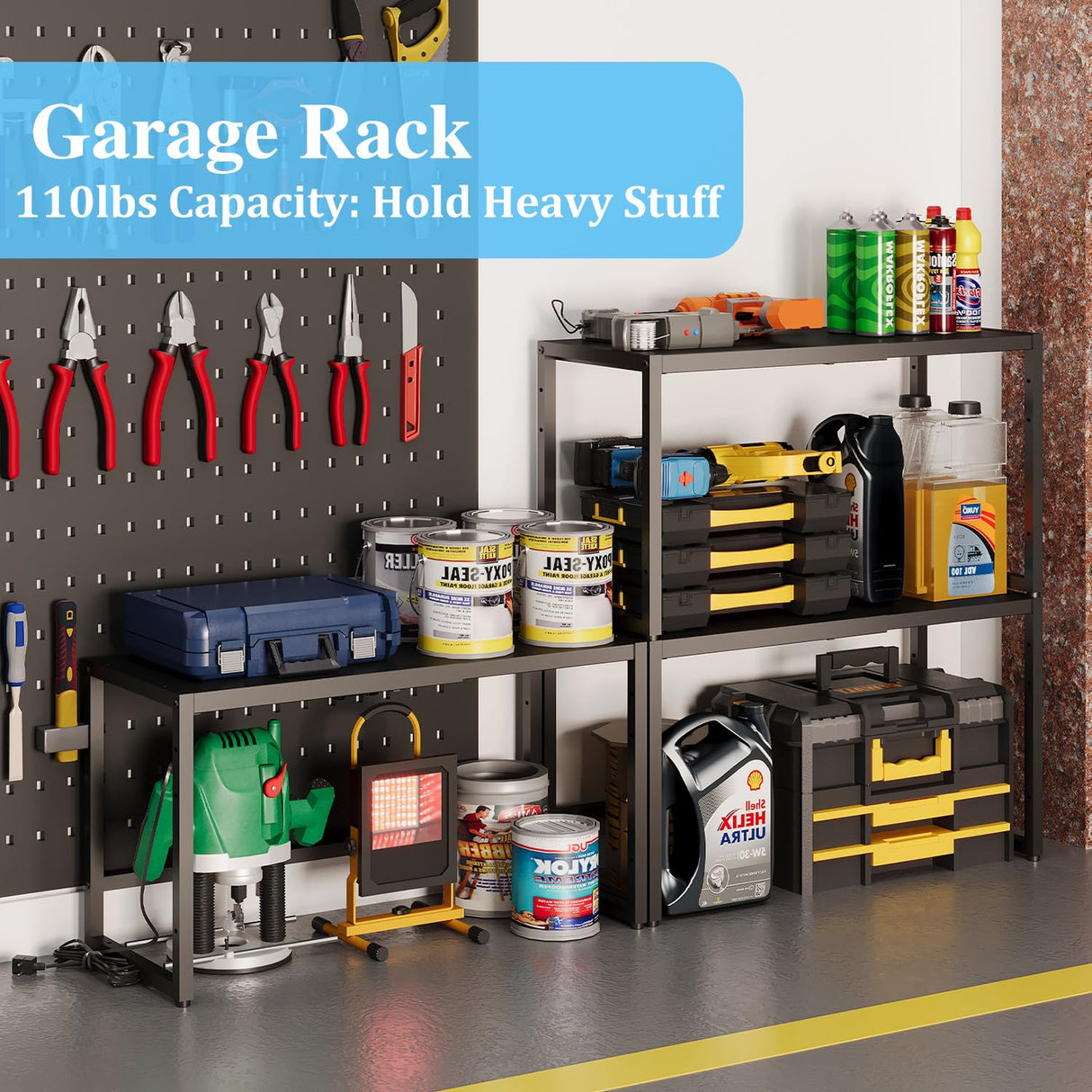 Expandable Metal Storage Shelves,110LBS Heavy Duty Shelving Units and Storage For Small Appliance, Adjustable Metal Storage Shelf Rack For kitchen Cabinet Closet Pantry Warehouse Garage,Patent Pending Cidaziya