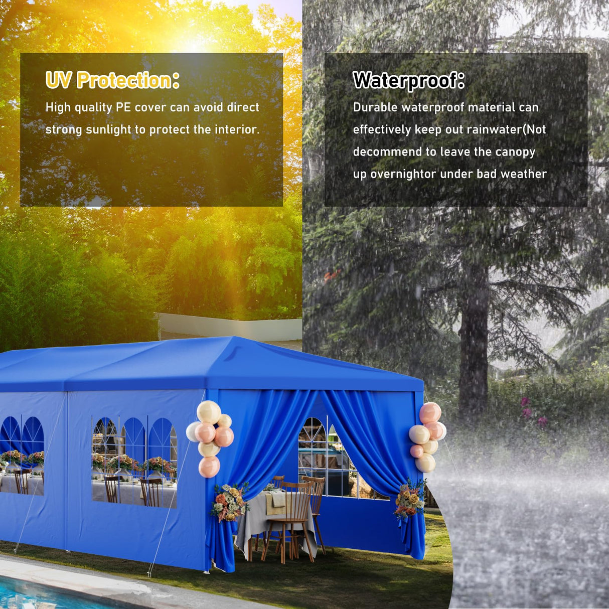 Party Tent 10x30 Outdoor Wedding Tents for Parties, Heavy Duty Canopy Event Tents for Parties Gazebo Shelter with 8 Removable Sidewalls Waterproof Party Wedding BBQ Events Tent Shelter susici