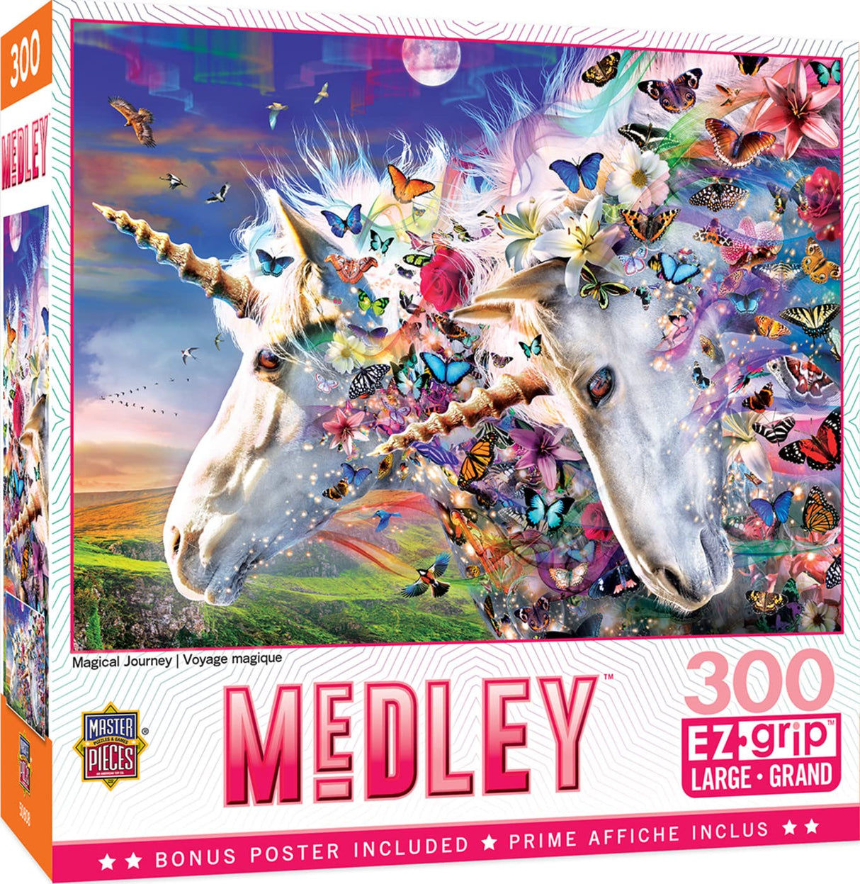 Masterpieces 300 Piece EZ Grip Jigsaw Puzzle - Unicorns & Butterflies - 18"x24" Masterpieces