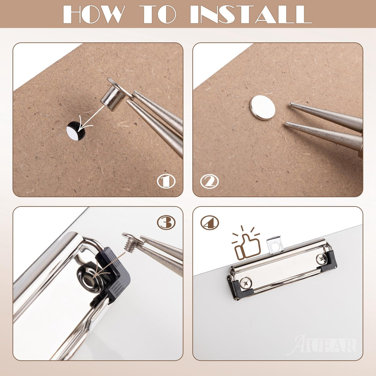 AUEAR, 6 Pack Sublimation Clipboard Blanks 9x12 MDF A4 White for Office Teacher DIY Craft AUEAR