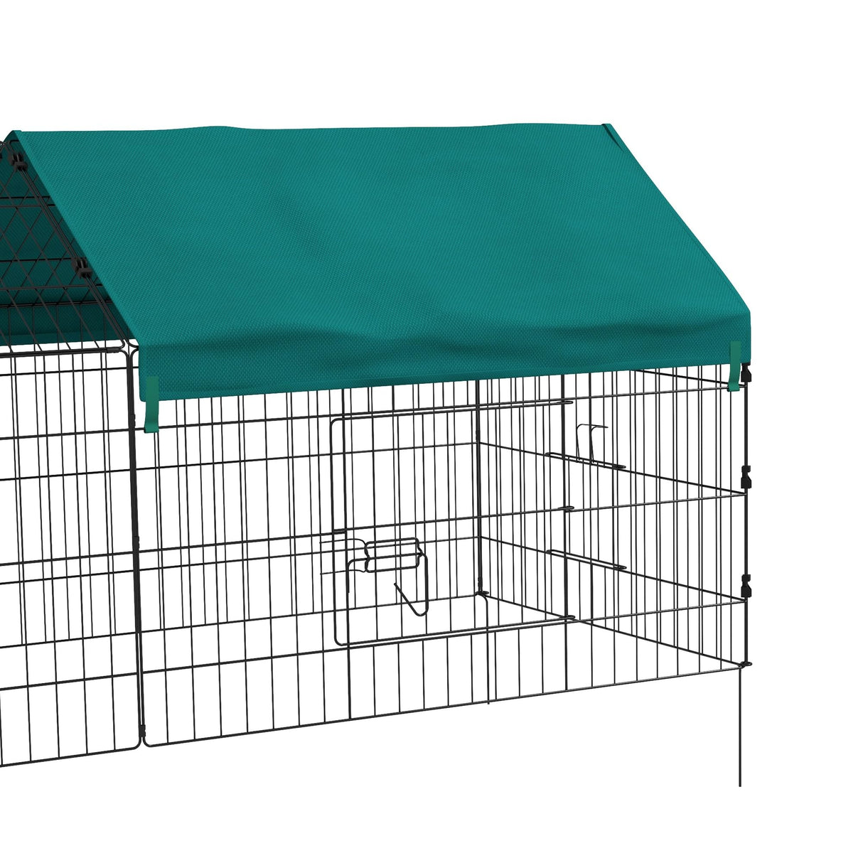 PawHut 73" L Metal Chicken Playpen, Small Animal Cage, Chicken Coop, Pet Yard Fence for Rabbits, Chinchillas with Roof for Indoor & Outdoor, 29.5" H, Green PawHut