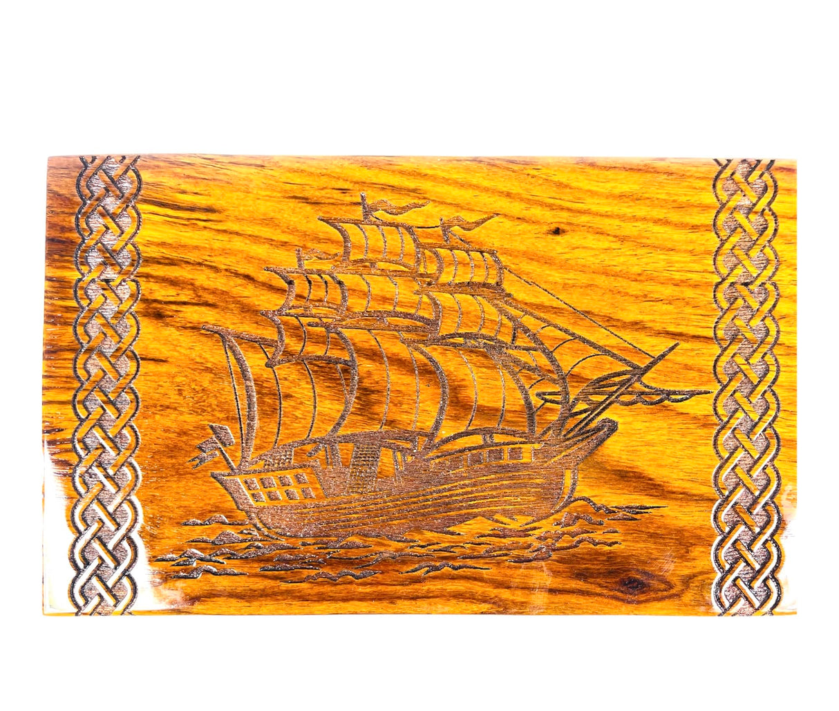 Sunrise Wood Store Wooden Urn for Human Ashes-Premium Handcrafted Rosewood Urn Box for Adult Male/Female-Handmade Viking Ship Engraved Funeral Urn Generic