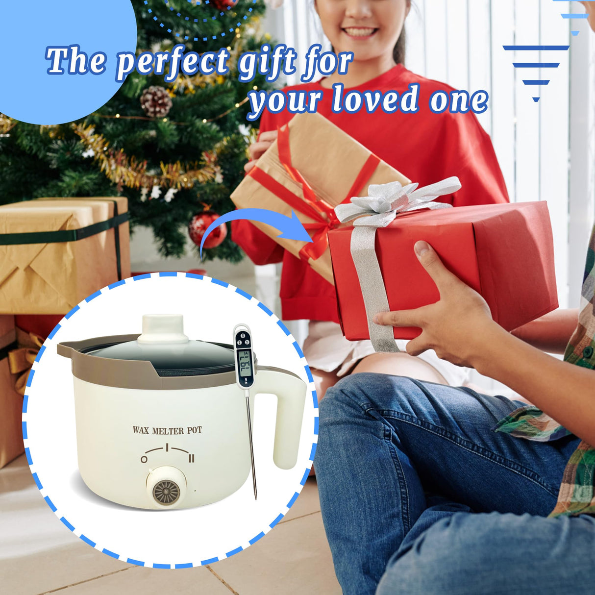 KQU Electric Wax Melting Pot with Thermometer, Wax Melter for Candle Making with Spout, Small Candle Heater Pot for Adults(Coffee) KQU