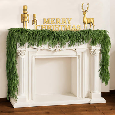 Neitra 2 Pcs 6 Ft Artificial Norfolk Pine Garlands, Real Touch Pine Garlands Christmas Garland for Table, Mantle, Stair, Wall, Indoor, Outdoor Christmas Decorations