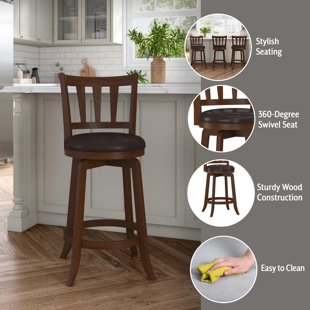 Hillsdale Presque Isle Swivel Stool, Counter Height, Cherry Hillsdale