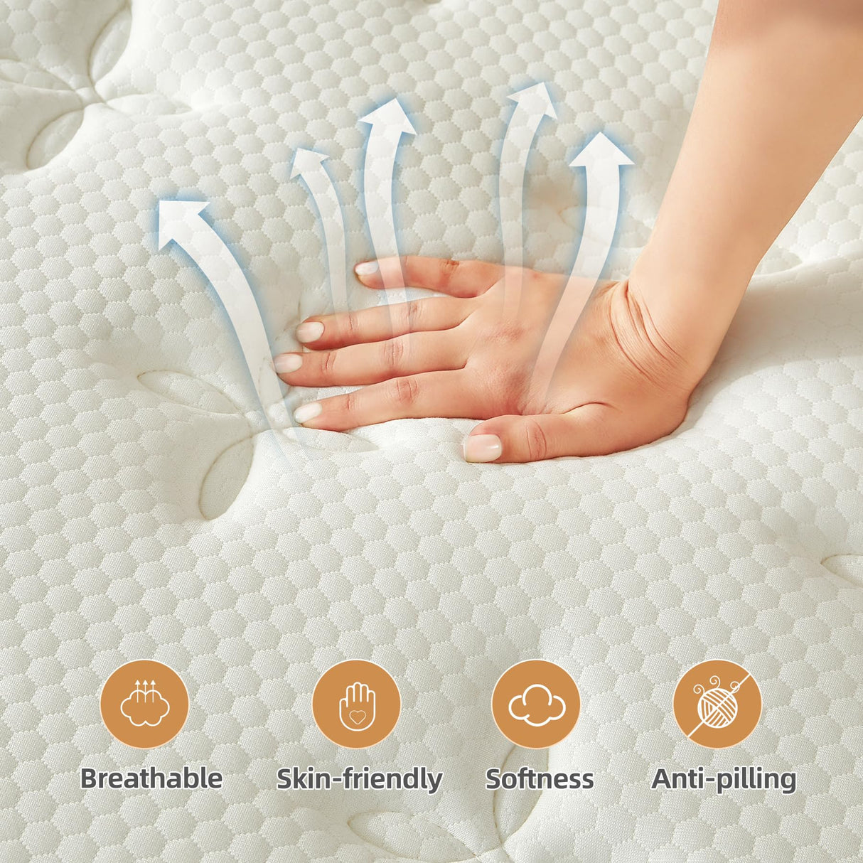 Selene Bedding Full Size Mattress, 10 Inch Mattress Full with Pocket Spring and Memory Foam for Pressure Relief, Motion Isolation, Edge Support, Medium Firm Mattress in a Box, CertiPUR-US, White Selene Bedding