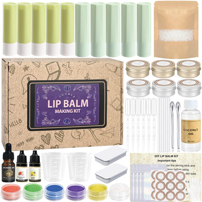 JUYRLE Lip Balm Making Kit- Coconut Lip Gloss Kit with Beeswax, Jojoba Oil, and Coconut Oil for Adults & Girls, Make Your Own Lip Balm– DIY Moisturizing Lip Care