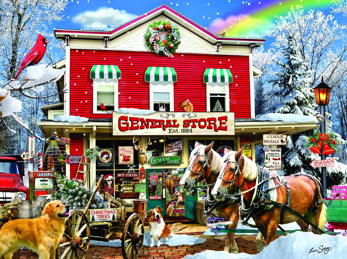 SUNSOUT INC - Old General Store Winter - 1000 pc Jigsaw Puzzle by Artist: Lori Schory - Finished Size 20" x 27" - MPN# 35246 SunsOut