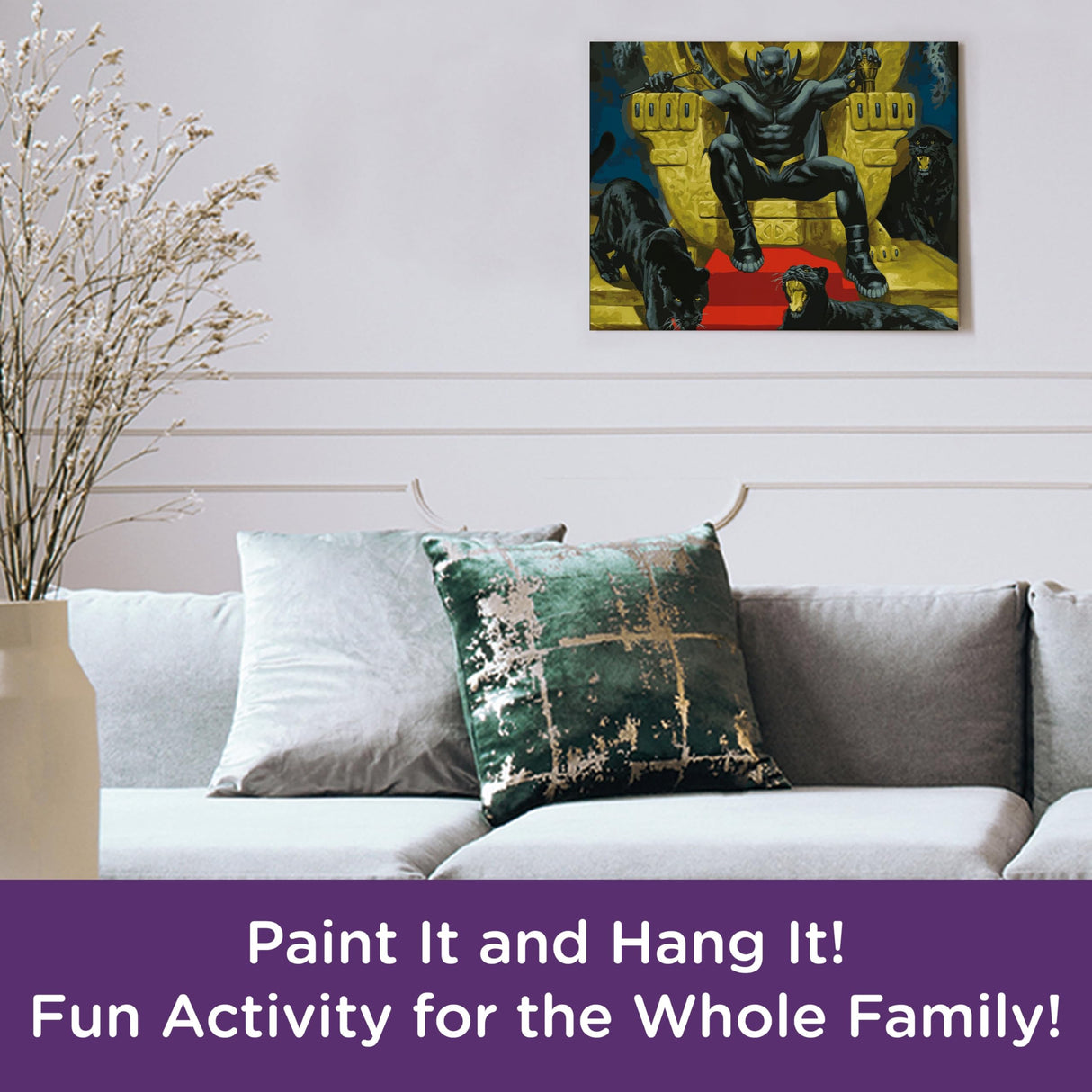 AQUARIUS Black Panther Art by Numbers - 16 x 20 inches Black Panther Themed Paint by Number for Adults & Kids - DIY Color by Number Paint Kit for Beginner - Officially Licensed AQUARIUS