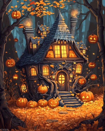 XTXGERL Halloween Paint by Numbers Kit for Adults, Fall Farm Pumpkins Paint on Canvas Skull Ghost Art Digital Oil Painting Kits Perfect for Thanksgiving DIY Gifts Home Wall Decoration 20"x16"