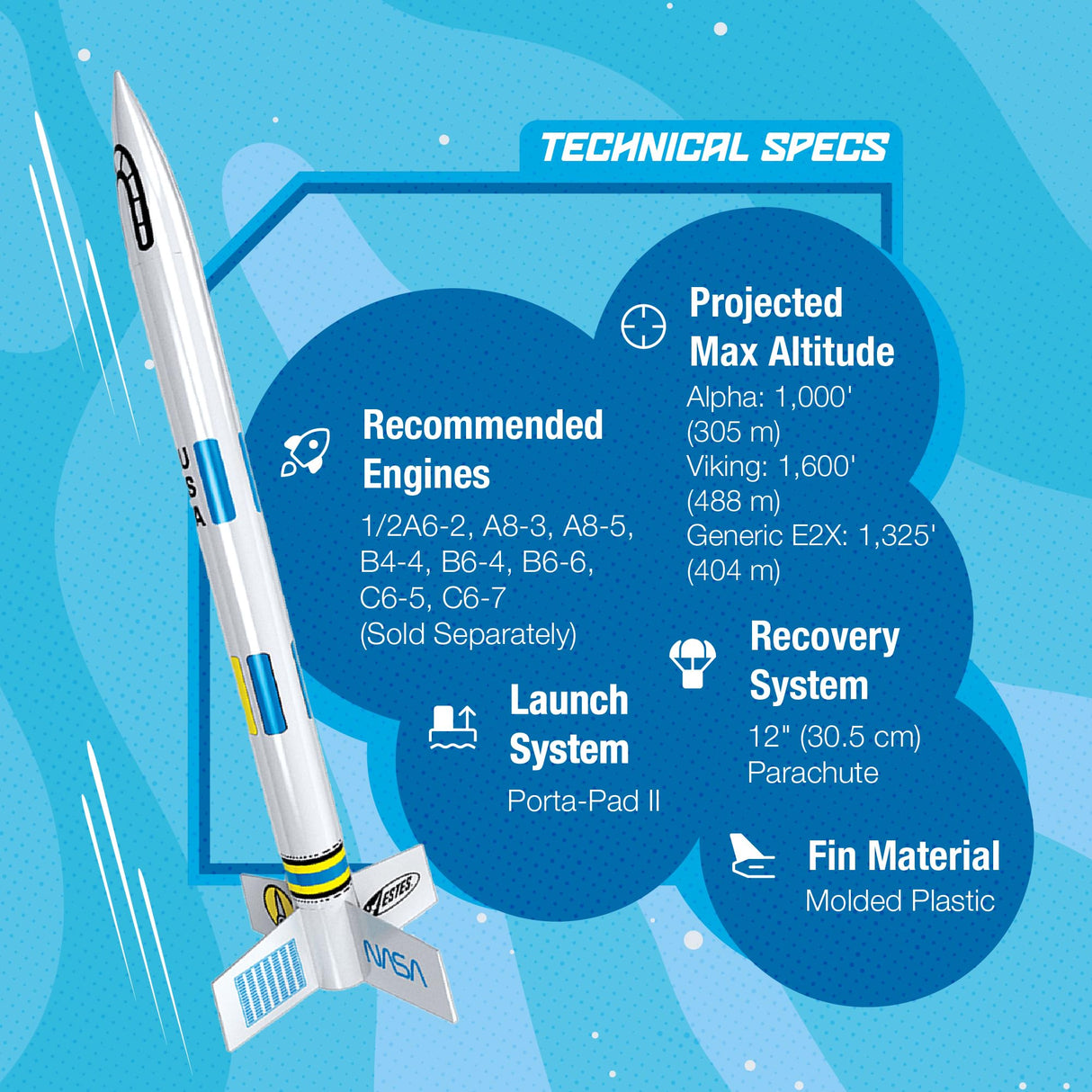 Estes 1753 AVG Bulk Variety Pack of Rocket-Building Kits, Beginner and Intermediate Flying-Rocket-Model Kits for Ages 10+, Includes Viking, Alpha, and EX2 Rockets Estes