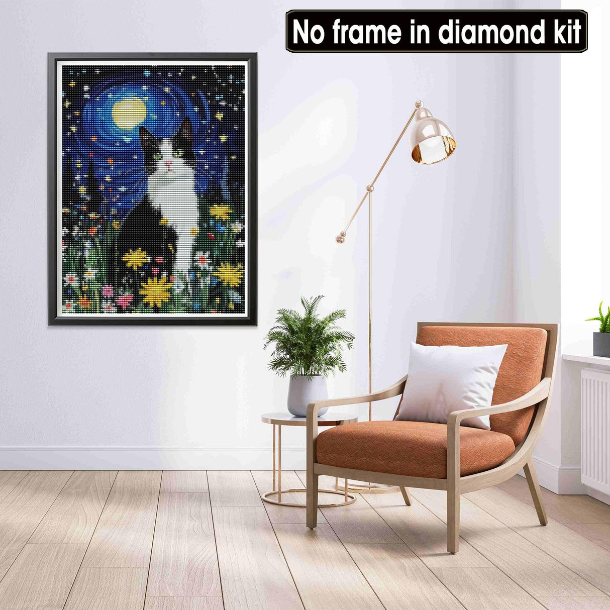 LOMSIOY DIY 5D Diamond Art Kits for Adults, Cat Diamond Painting Kits for Beginner, Starry Sky Diamond Art with Round Full Drill Rhinestone Crafts Gem Arts for Home Wall Decor 12x16 inch LOMSIOY