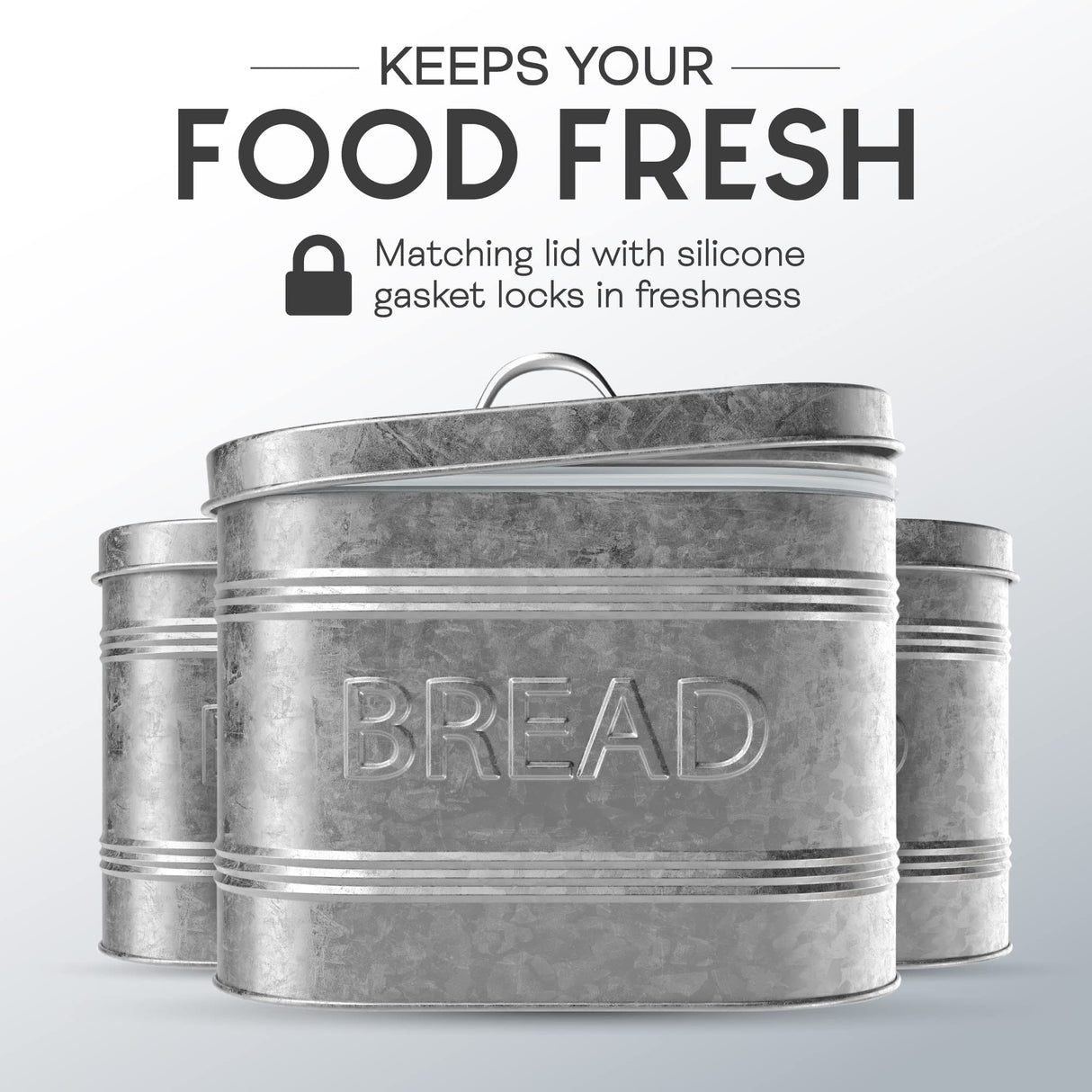 Amici Home, , Rustic Kitchen Galvanized Metal Bread Storage Bin, 288 oz, Gray Amici Home