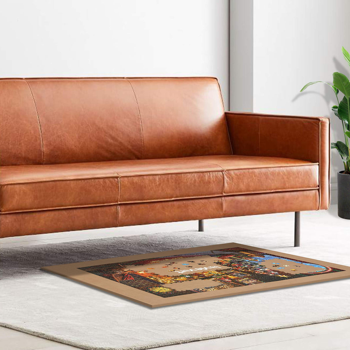 Lavievert Wooden Jigsaw Puzzle Board Portable Puzzle Plateau for Puzzle Storage Puzzle Saver, Non-Slip Surface, Fits Up to 1500 Pieces - Khaki LAVIEVERT