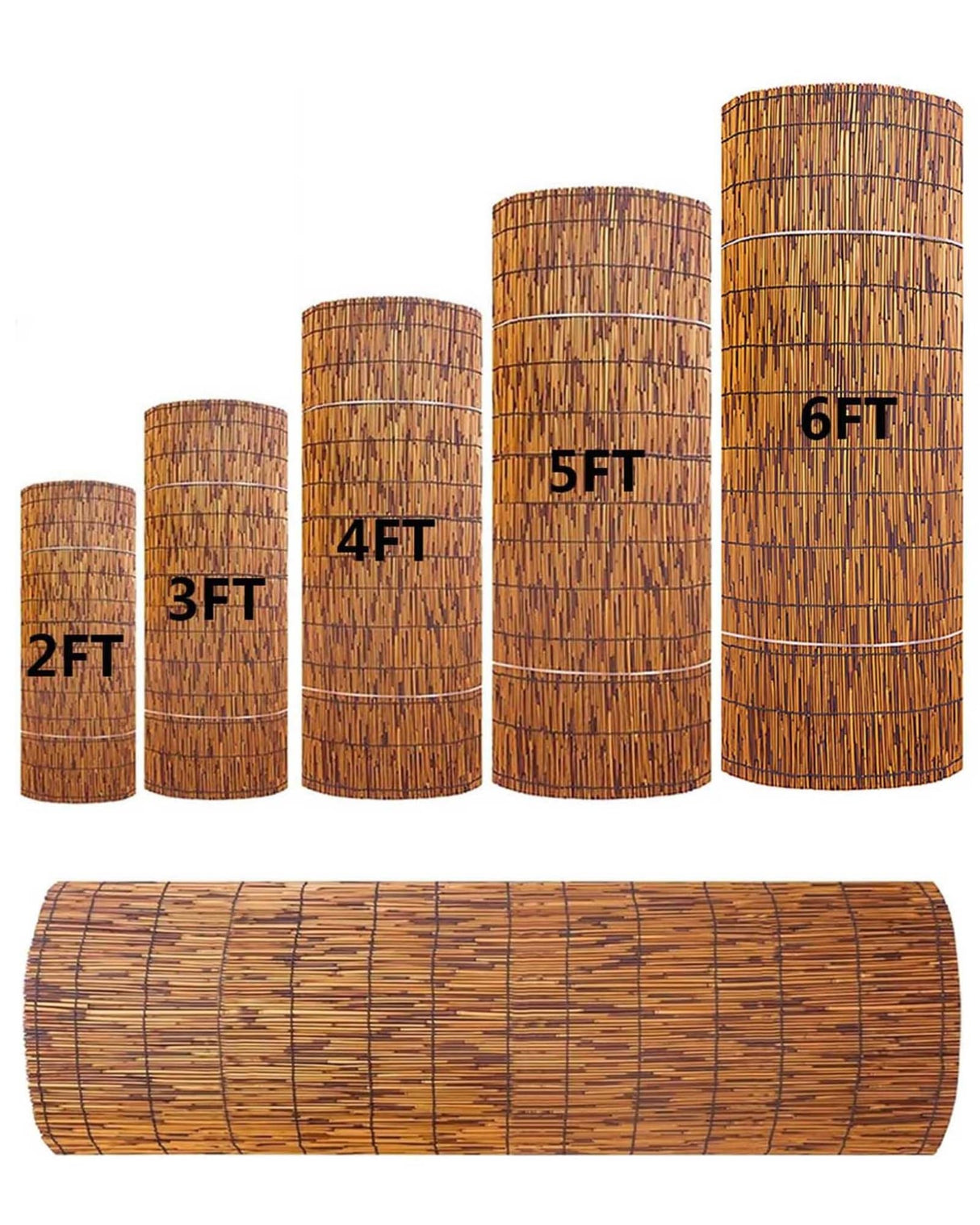 Bamboo Fencing Outdoor Balcony Privacy Fence Screen Decorative Fences 2ft 3ft 4ft 5ft 6ft Free Standing Patio Privacy Wall for Garden Balcony Yard Valentine's Day Holiday Parties ZrIxophenic