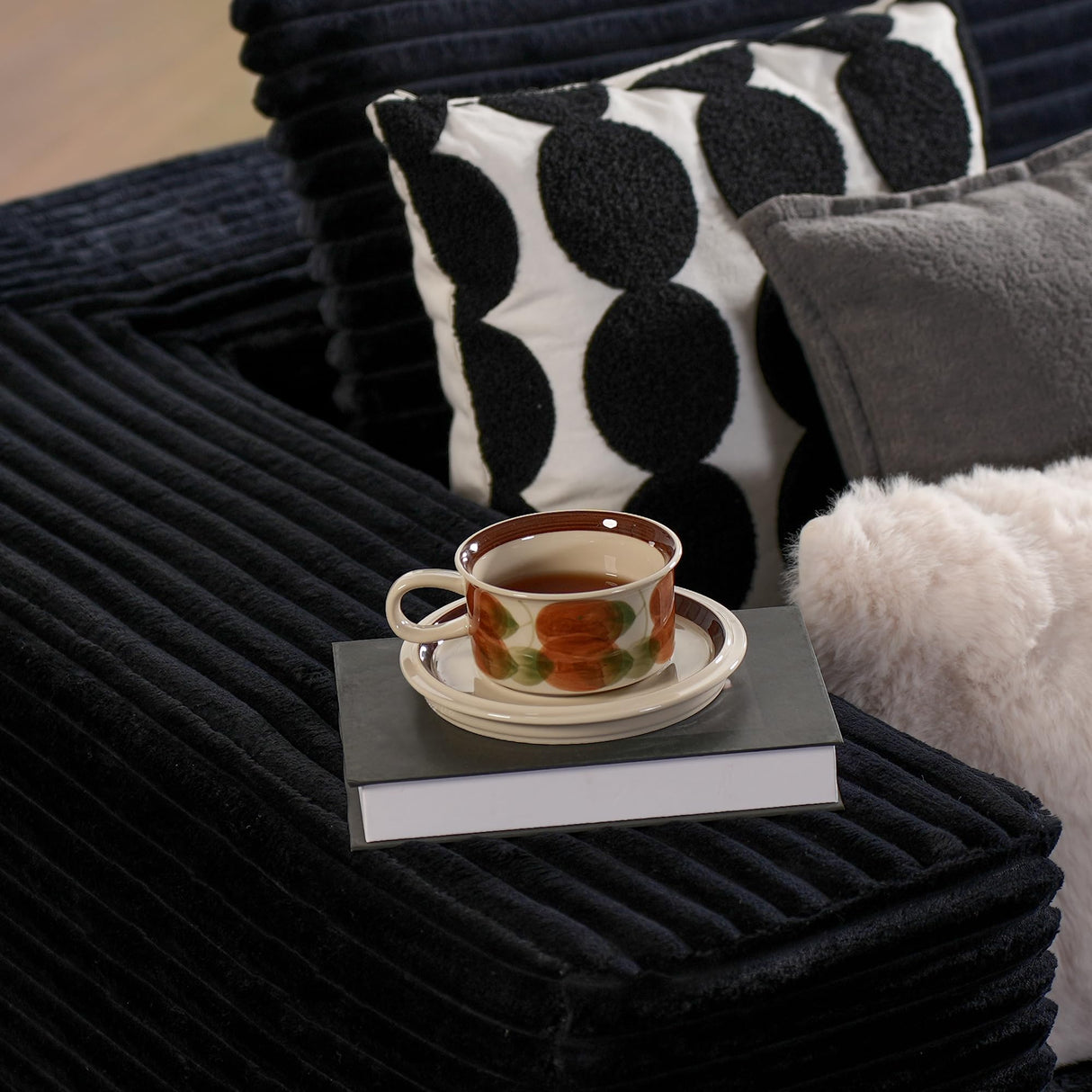 ovios 104" Cloud Sectional Couch with L-Shape Chaise,Modern Modular Sofa with Deep Seat, Upholstered Couches for Living Room Bedroom,No Assembly Required, Black (Plush Corduroy Fabric) ovios