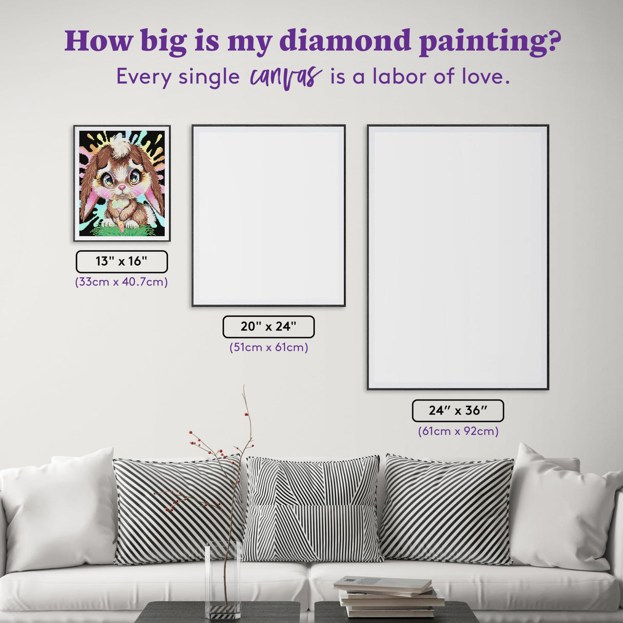 DIAMOND ART CLUB Rainbow Lil Bunny Diamond Painting Kit, Fun DIY Crafts for Adults, Round Diamond Art Canvas for Beginners, 13" x 16" (33cm x 40.7cm) DIAMOND ART CLUB