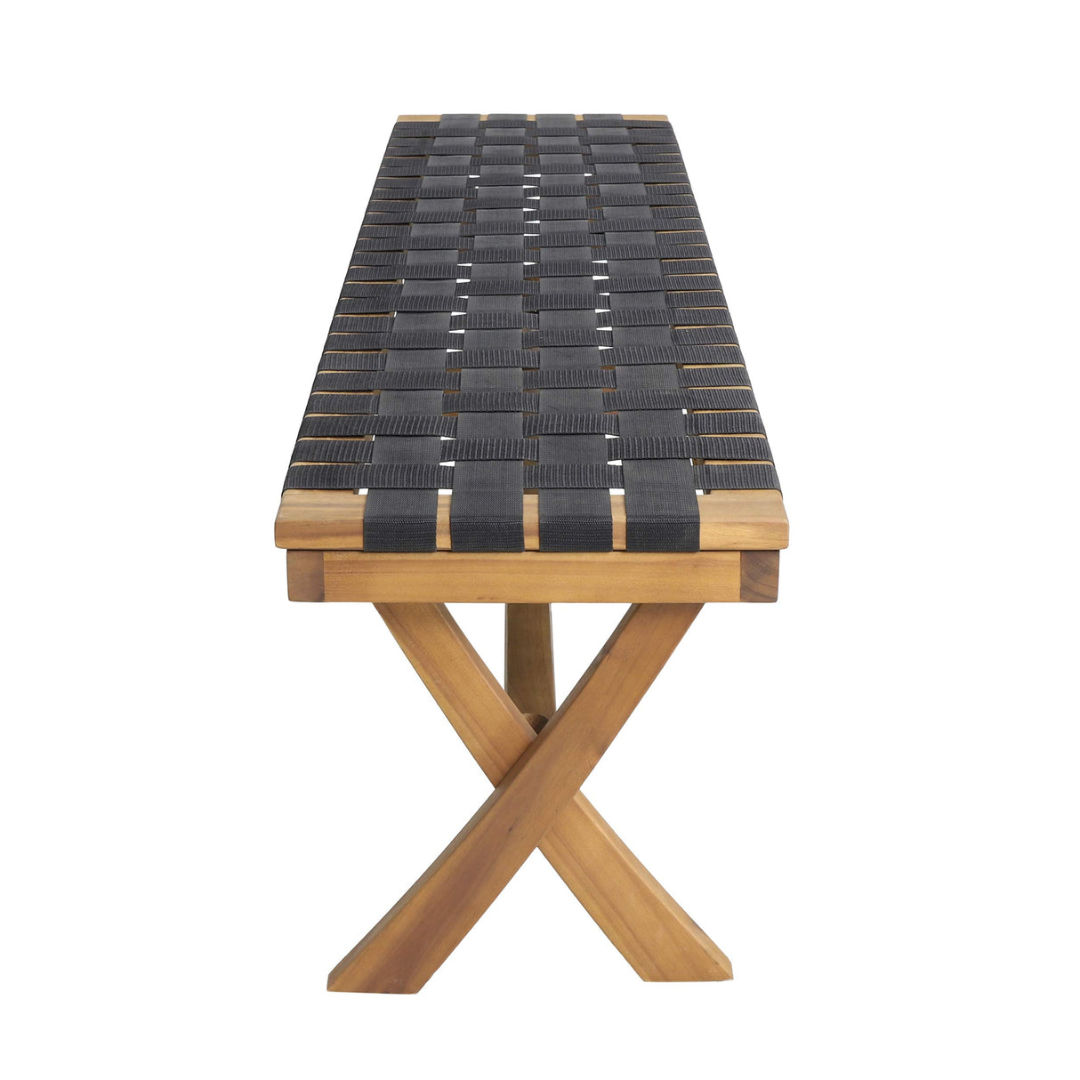 Christopher Knight Home Jeffery Outdoor Acacia Wood Bench with Rope Seating, Black and Teak 61x13.75x16.25 inches Christopher Knight Home