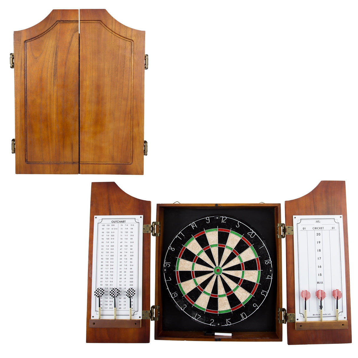 Trademark Games Racks Futons Trademark Games Beveled Wood Dart Cabinet Pro Style Board and Darts, Pine, 3.5 L x 21.5 W 24.75 H US Trademark Poker