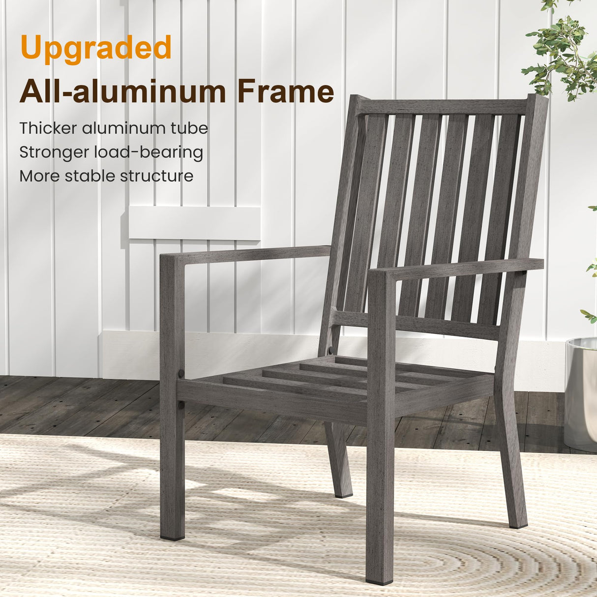 RoyalCraft Aluminum 6 Pieces Patio Dining Sets, Outdoor Dining Table with 4 Chairs and Bench, Outdoor Patio Dining Furniture Set with Removable Cushion for Lawn, Garden, Backyard, Gray RoyalCraft