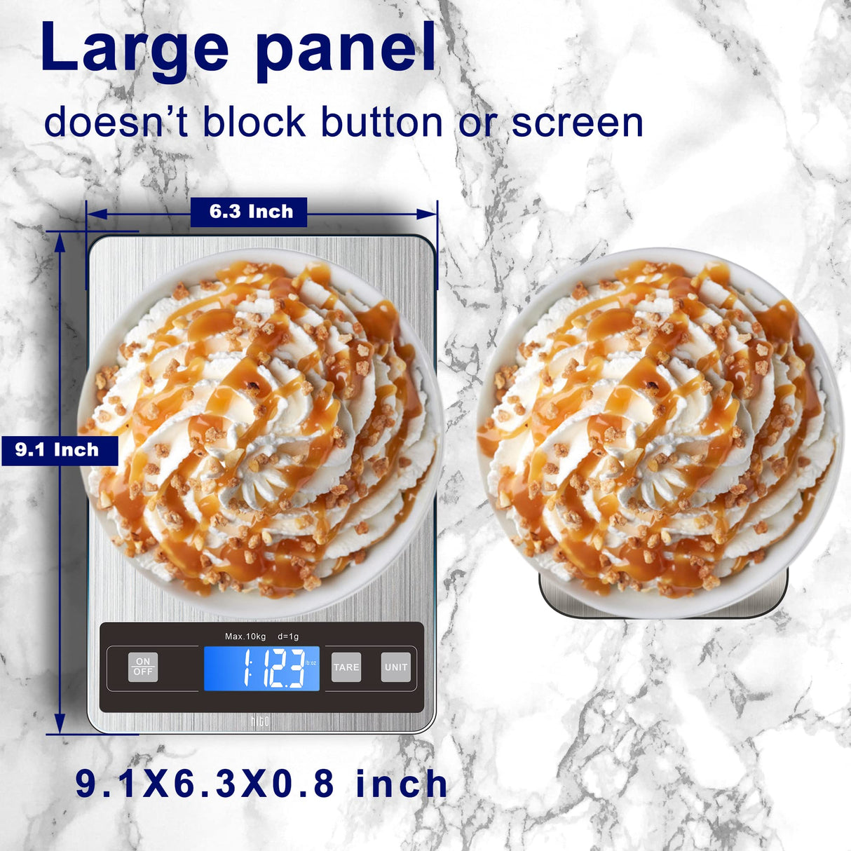 hito 22lb Food Scale, Digital Kitchen Scale with Type-C & Battery Dual Charging, 1g/0.1oz Precision, Waterproof LCD Display, Stainless Steel & Tempered Glass for Cooking, Baking (Ash Silver) HITO