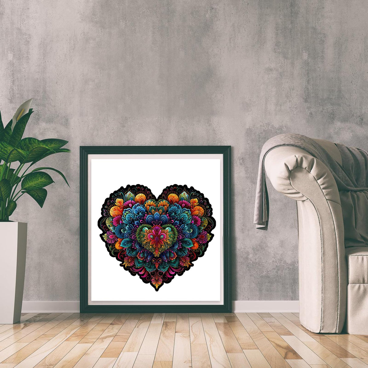Ruikiyart Wooden Puzzles for Adults Lovers Mandala Heart Jigsaw Puzzles 500Pcs Unique Shapes Puzzles Great Gift for Adults and Couples on Valentine's Day,Women's Day,Thanksgiving 15.3x16.9 Inches Ruikiyart
