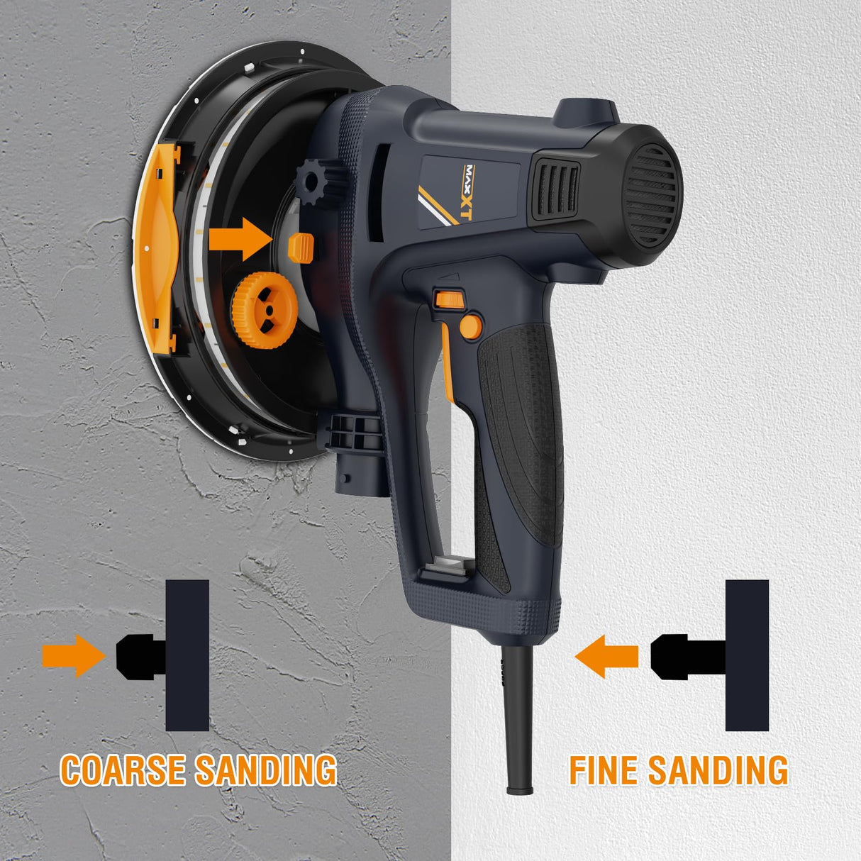MAXXT Handheld Drywall Sander 810W, Electric Sander for Walls,Rough and fine Sanding, 1500-2800RPM Variable Speed, Upgraded Pad, Adjustable Suction, Self-Dust-Extraction (120, Volts) MAXXT