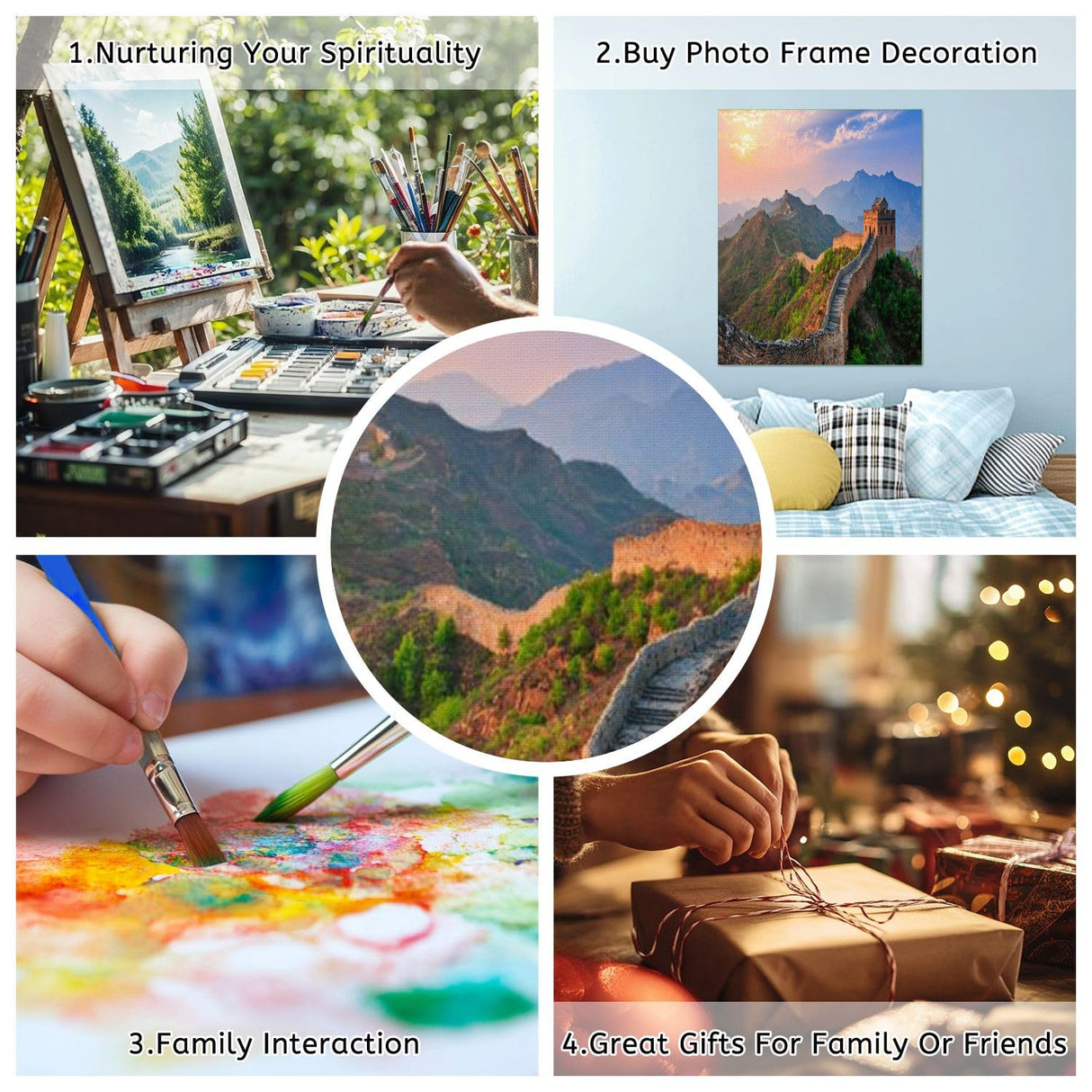 VETEB Paint by Numbers Kit for Adults Beginner Great Wall China DIY Painting on Canvas by Numbers Acrylic Oil Painting for Home Decor Gifts 16"x20" VETEB