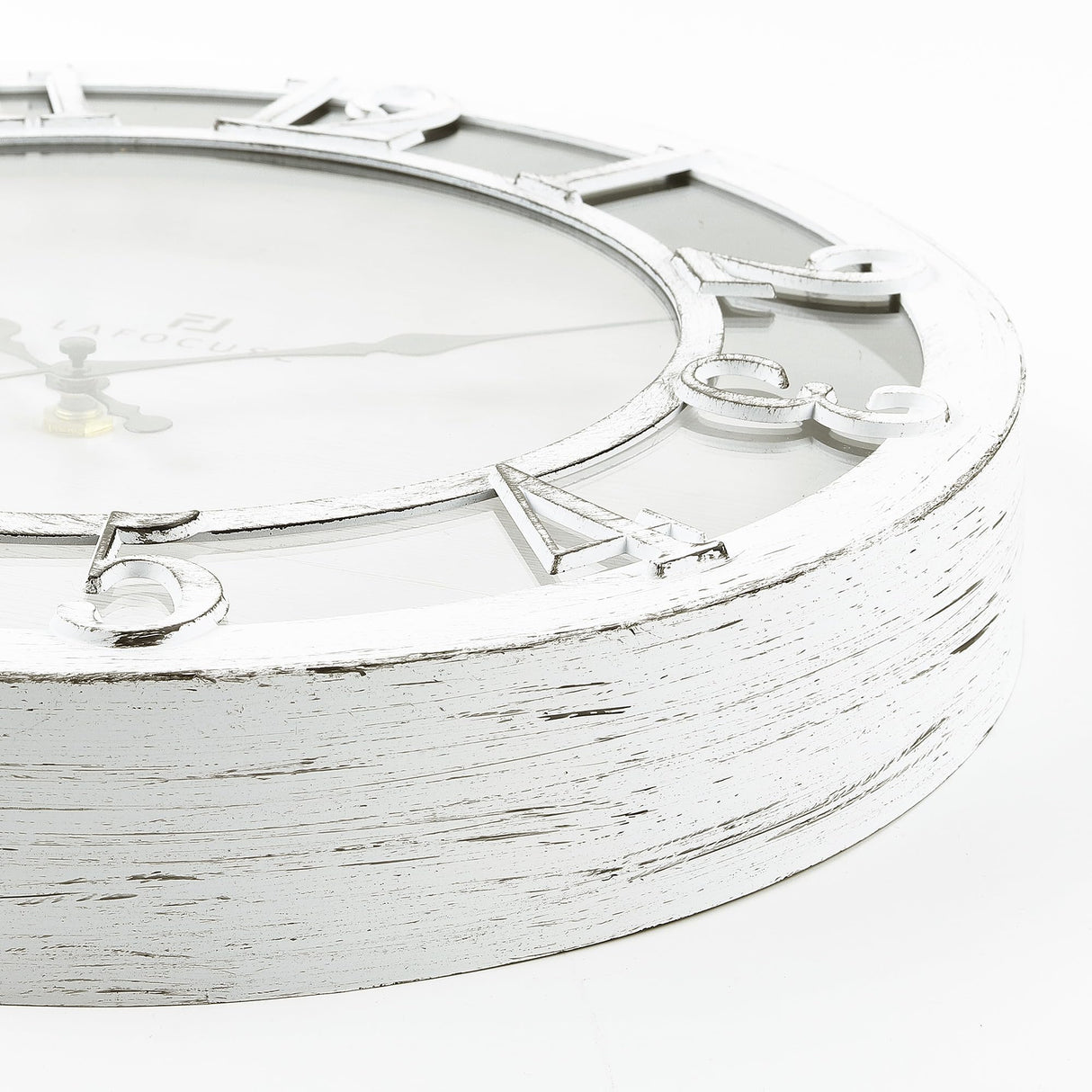 Lafocuse 12 Inch Silent White Wall Clocks Battery Operated, Farmhouse Wall Clock for Kitchen Living Room, Rustic Home Décor Lafocuse