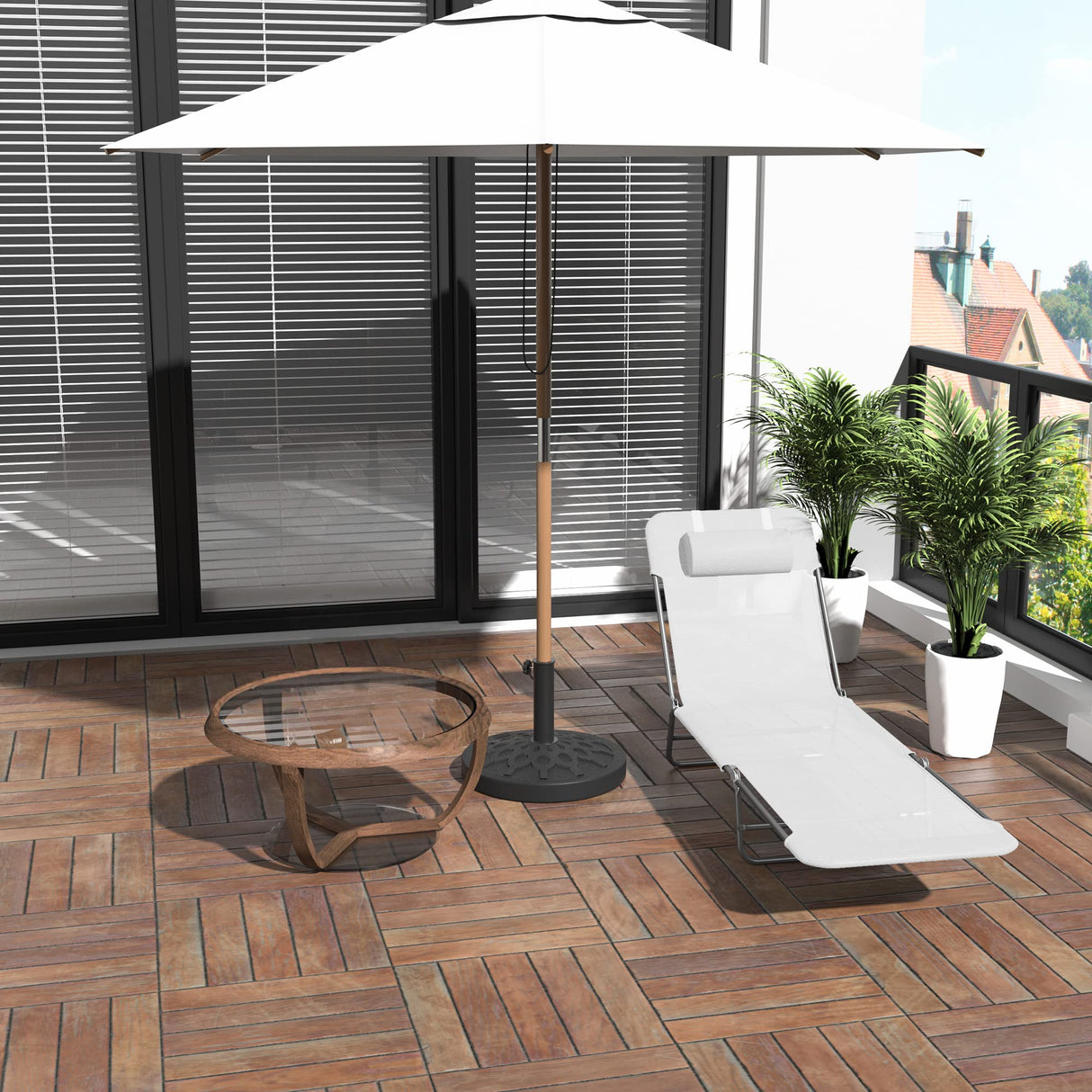 Outsunny Folding Chaise Lounge Chair, Pool Sun Tanning Chair, Outdoor Lounge Chair with Reclining Back, Breathable Mesh Seat, Headrest for Beach, Yard, Patio, Cream White Outsunny