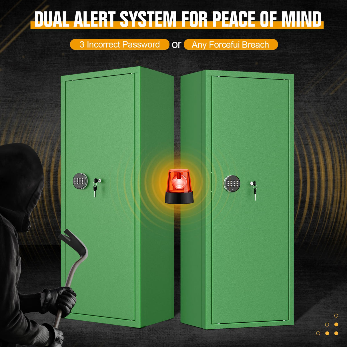 INTERGREAT 10-15 Rifle Gun Safe, Gun Cabinet for Home Rifle and Pistols with Digital Keypad and 4 Pistol Pockets, Quick Access Firearm Safes & Cabinets with Removable Shelf and Racks,Green INTERGREAT