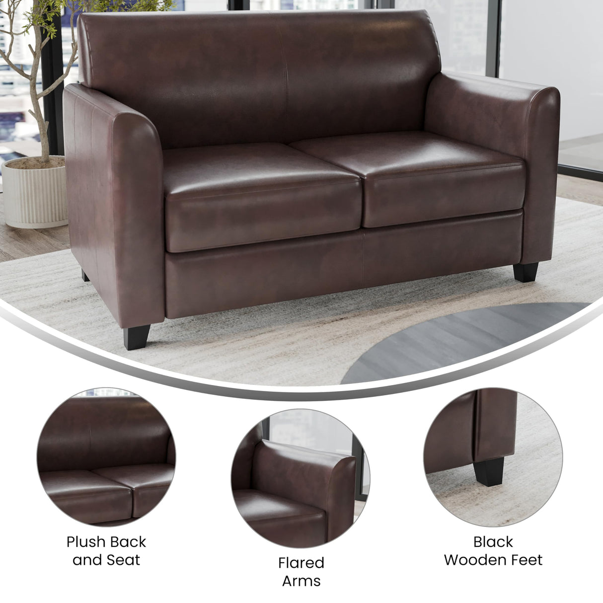 Flash Furniture HERCULES Diplomat Series Brown LeatherSoft Loveseat Flash Furniture